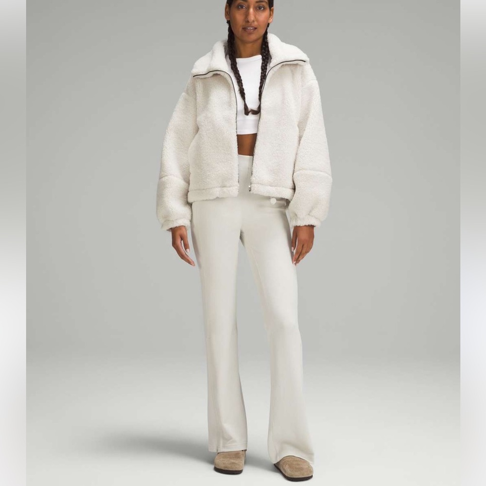 Lululemon White Cinchable Fleece Zip-Up Bone 12